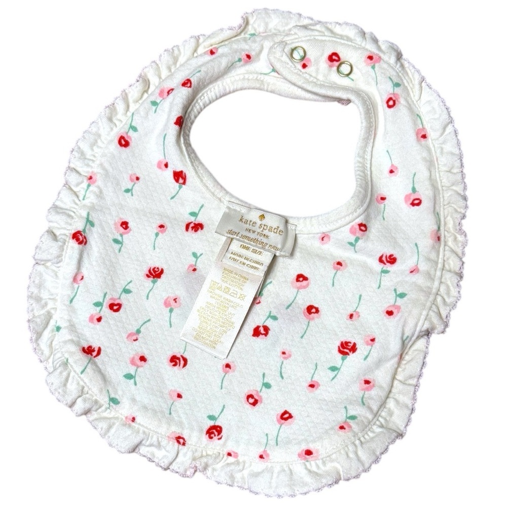 Kate Spade Baby Girl 3-Piece Floral Outfit Set Bib Top Pants Pink White - Picture 3 of 12